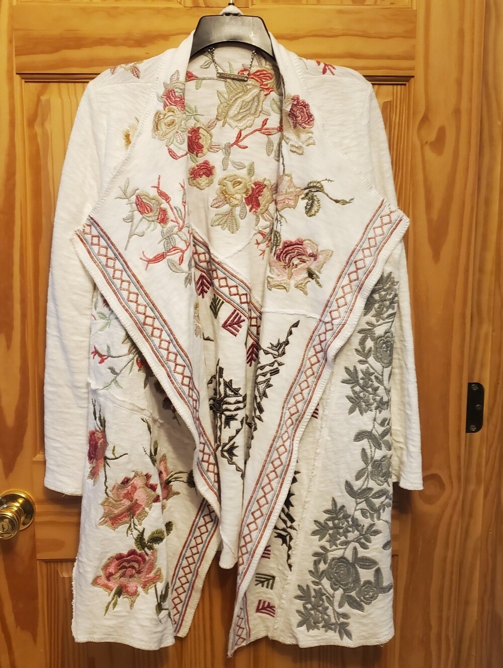 Paparazzi Sweater Embroidered Cardigan Jacket Large